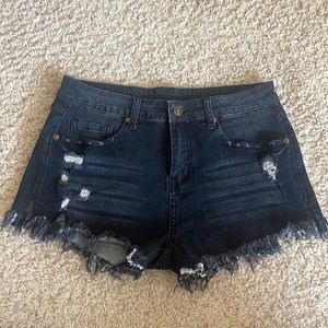 dark blue jean shorts